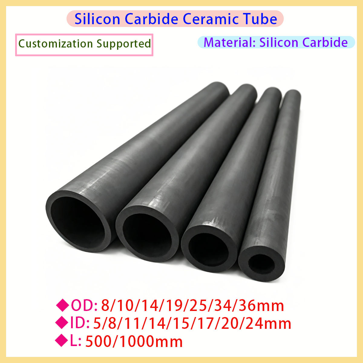 Ceramic Heat Emitter - SiC keramische buis, drukloos gesinterde siliciumcarbide