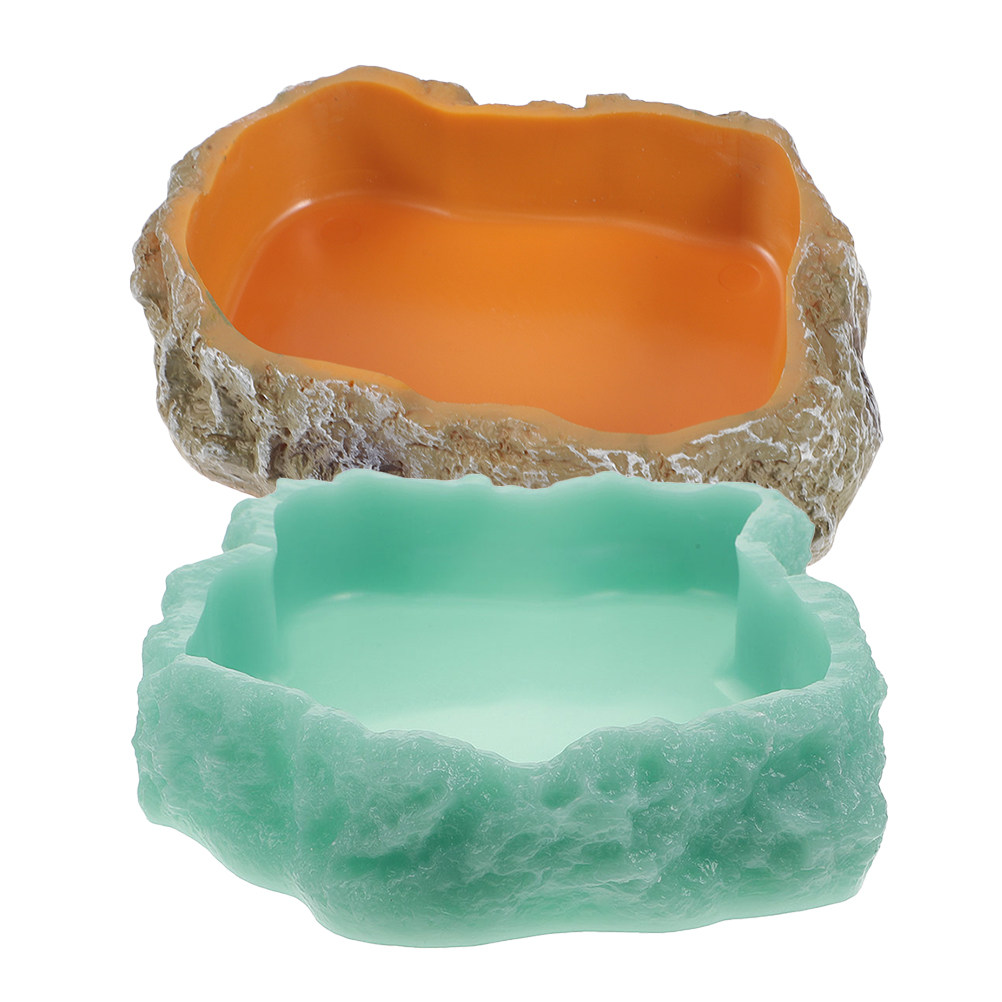 Water Dish Reptile - 2 stuks nachtgloeiende voer- en waterbak